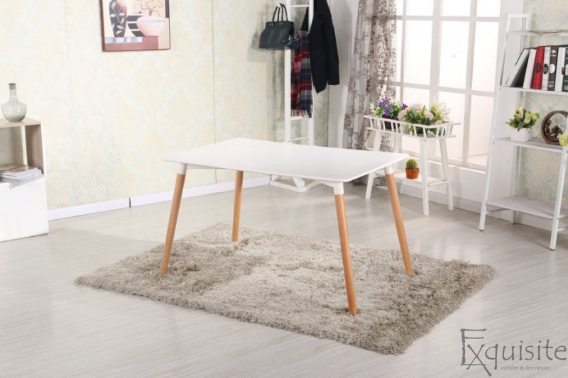 Masa de bucatarie, living MDF cu picioare din lemn, design Eames, EX10121