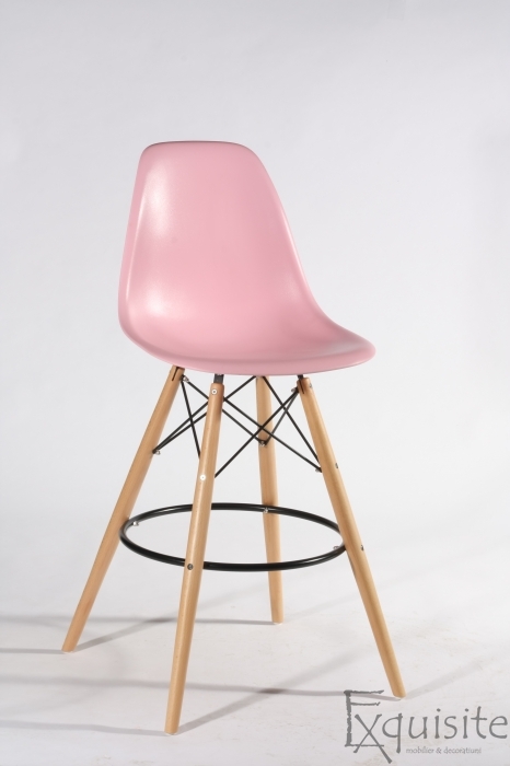 Scaun de bar cu picioare din lemn, inaltime 66cm, design Eames6