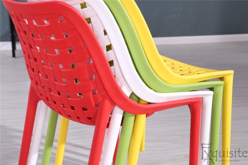 Scaun de bucatarie din plastic, Exquisite, rosu. galben, alb2
