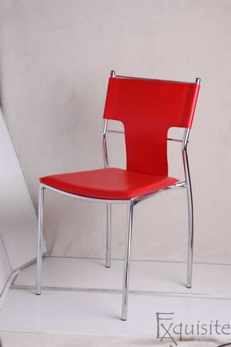 Scaun de bucatarie, piele ecologica si picioare cromate3