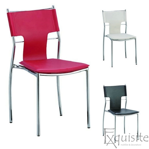 Scaun de bucatarie, piele ecologica si picioare cromate1