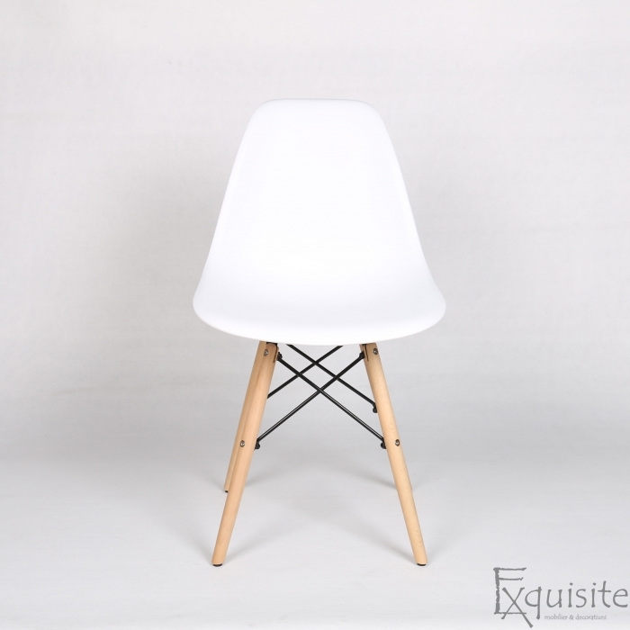 Scaune de bucatarie - Set 4 bucati - design modern cu picioare din lemn, EX071, alb 1