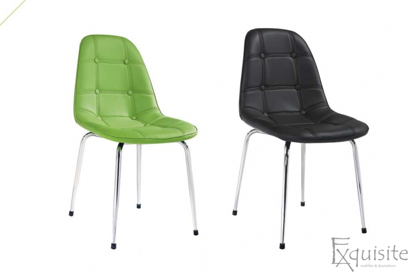 Scaune de bucatarie din piele ecologica cu picioare cromate1