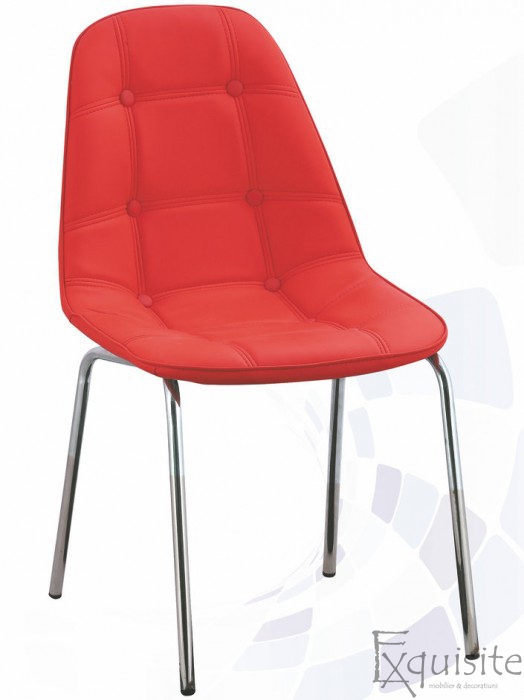 Scaune de bucatarie din piele ecologica cu picioare cromate2