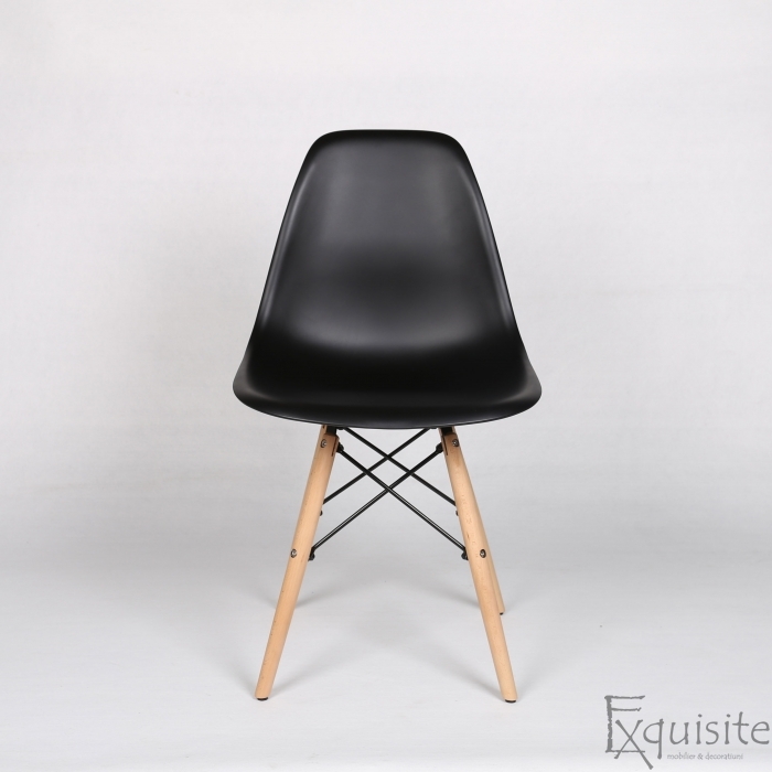 Scaune living, bucatarie, set 4 bucati, tip Eames, negru3