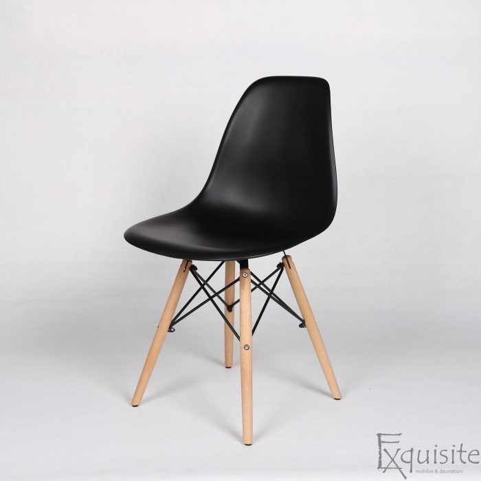 Scaune living, bucatarie, set 4 bucati, tip Eames, negru2
