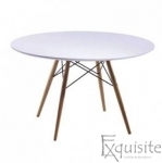 Masa rotunda din MDF cu 4 scaune din plastic cu picioare din lemn8