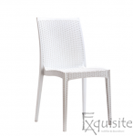 Scaun din impletitura din plastic, set 4 bucati, imitatie ratan, alb0
