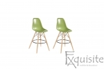 Scaune de bar din plastic cu picioare din lemn - Set 2 bucati - diverse culori5