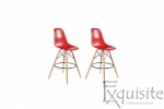 Scaune de bar din plastic cu picioare din lemn - Set 2 bucati - diverse culori6