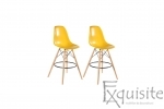 Scaune de bar din plastic cu picioare din lemn - Set 2 bucati - diverse culori0