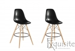 Scaune de bar din plastic cu picioare din lemn - Set 2 bucati - diverse culori1