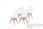 Scaune de bucatarie - Set 4 bucati - design modern cu picioare din lemn, EX071, alb 1