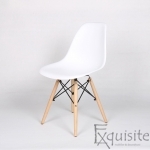 Scaune de bucatarie - Set 4 bucati - design modern cu picioare din lemn, EX071, alb 2