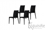 Scaun negru pentru terasa - set 4 bucati - plastic imitatie impletitura ratan2