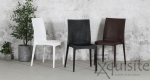 Scaun negru pentru terasa - set 4 bucati - plastic imitatie impletitura ratan3