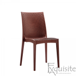 Scaun din plastic pentru terasa, Set 4 bucati, imitatie ratan, maro0