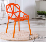 Set 4 scaune portocalii din plastic cu picioare metalice, design Spider1