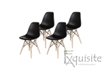 Scaune living, bucatarie, set 4 bucati, tip Eames, negru0