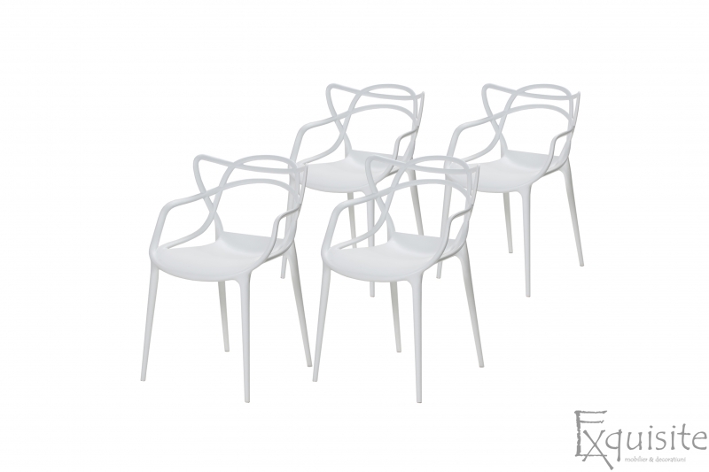 Scaune moderne de bucatarie din plastic - Set 4 Scaune - design Masters 4