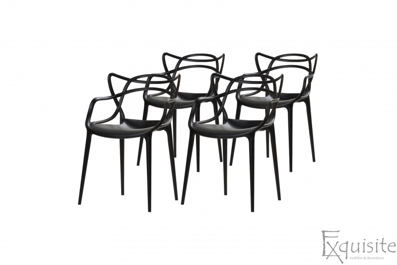 Scaune moderne de bucatarie din plastic - Set 4 Scaune - design Masters 1