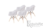 Scaun din plastic cu picioare din lemn - Set 4 bucati - EX082 Gri deschis0